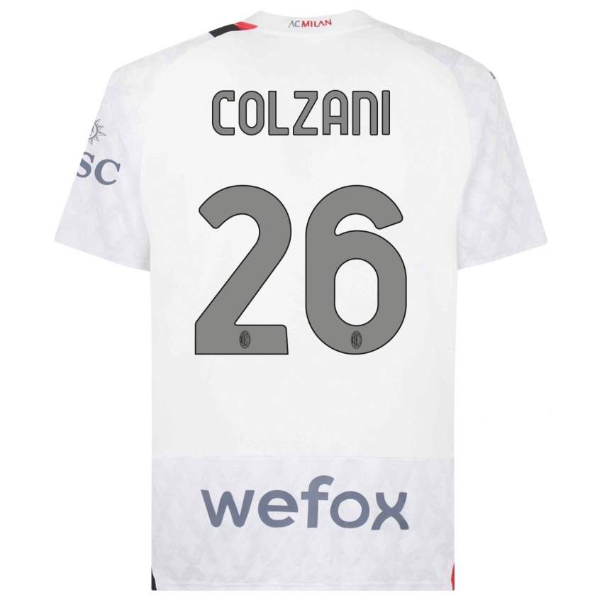 Kinder Edoardo Colzani #26 Weiß Auswärtstrikot Trikot 2023/24 T-Shirt