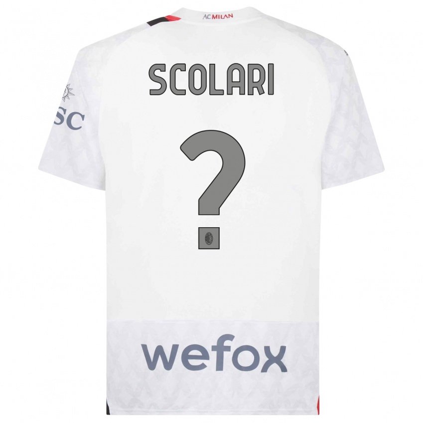 Kinder Davide Scolari #0 Weiß Auswärtstrikot Trikot 2023/24 T-Shirt