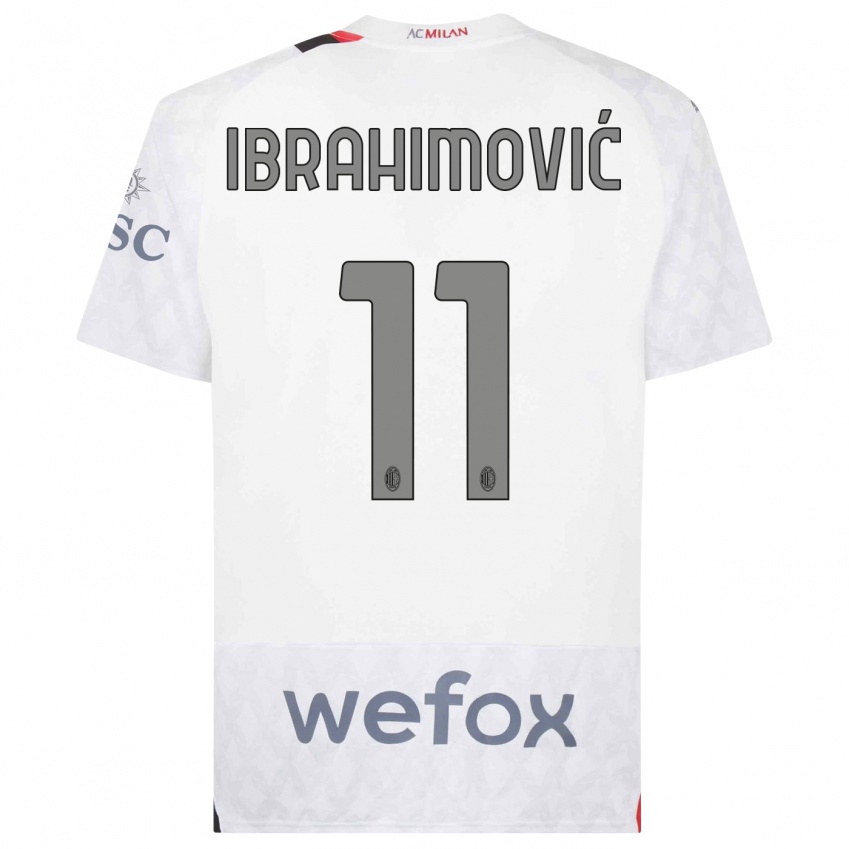 Kinder Zlatan Ibrahimovic #11 Weiß Auswärtstrikot Trikot 2023/24 T-Shirt