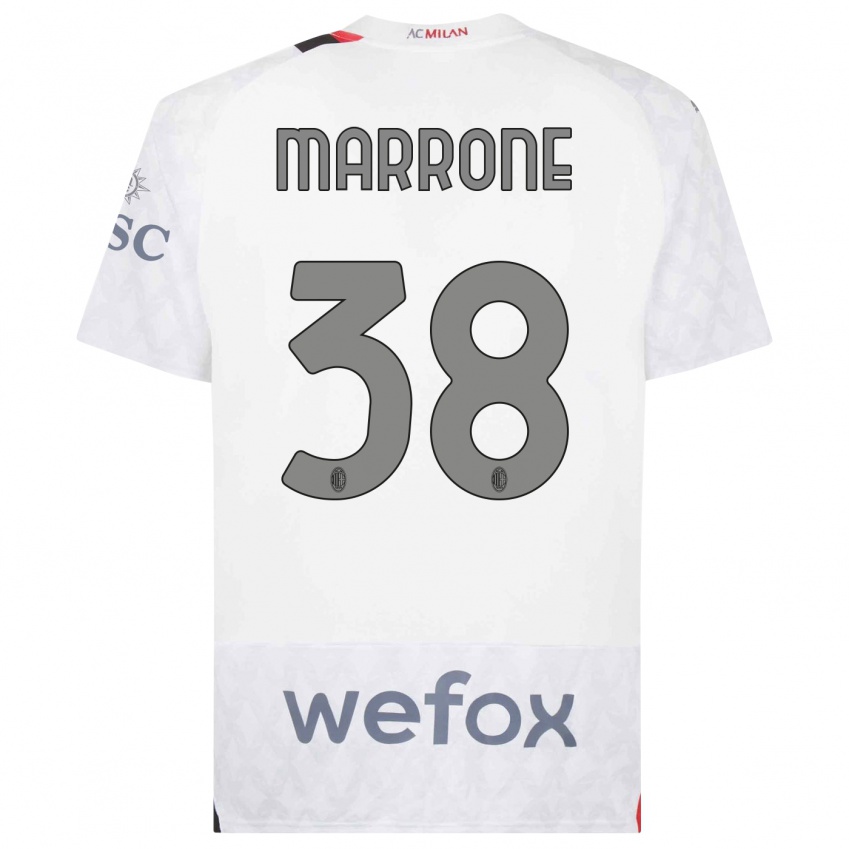 Kinder Federico Marrone #38 Weiß Auswärtstrikot Trikot 2023/24 T-Shirt