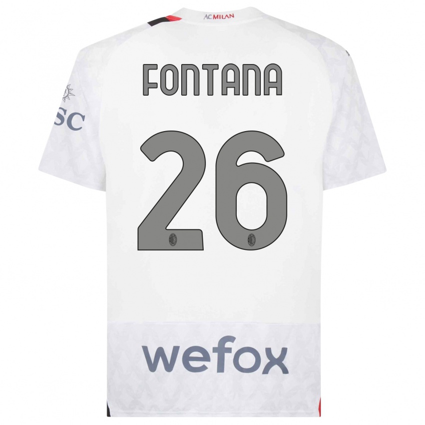 Kinder Francesco Fontana #26 Weiß Auswärtstrikot Trikot 2023/24 T-Shirt