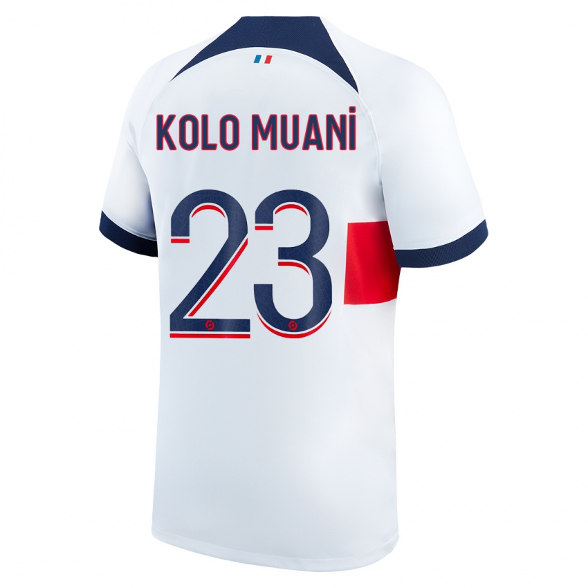 Kinder Randal Kolo Muani #23 Weiß Auswärtstrikot Trikot 2023/24 T-Shirt