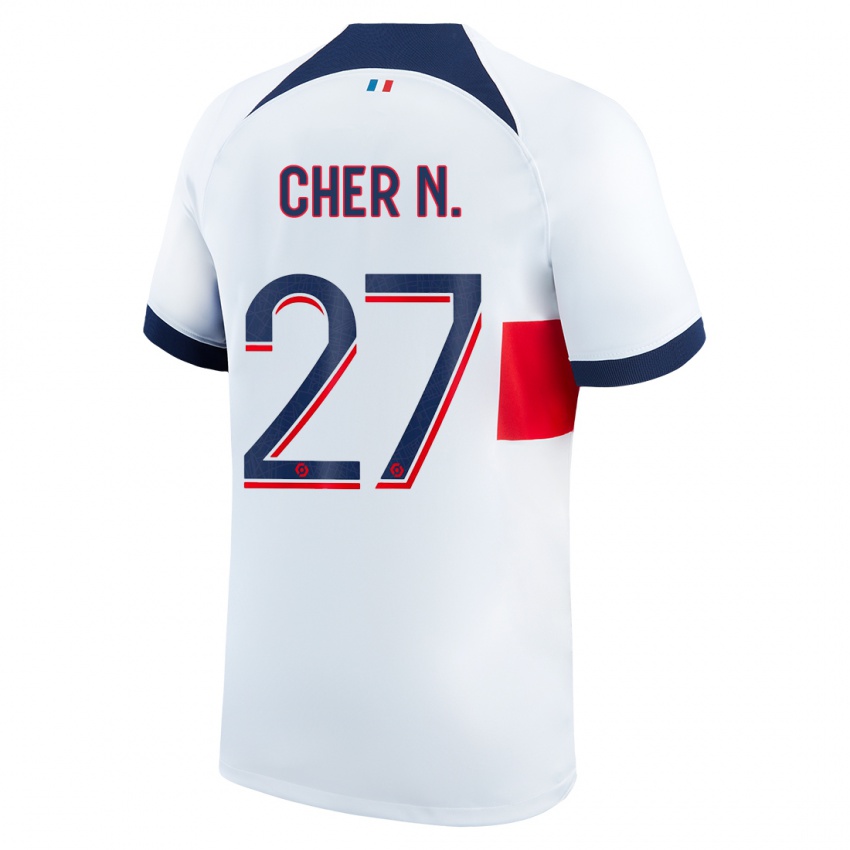 Kinder Cher Ndour #27 Weiß Auswärtstrikot Trikot 2023/24 T-Shirt