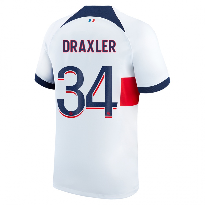Kinder Julian Draxler #34 Weiß Auswärtstrikot Trikot 2023/24 T-Shirt