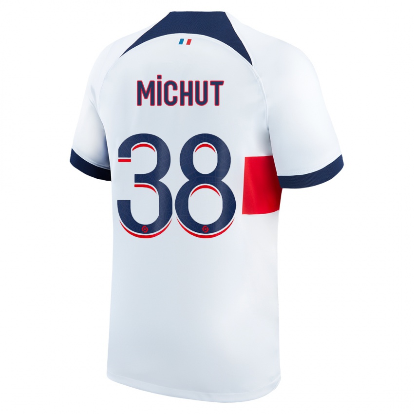 Kinder Edouard Michut #38 Weiß Auswärtstrikot Trikot 2023/24 T-Shirt