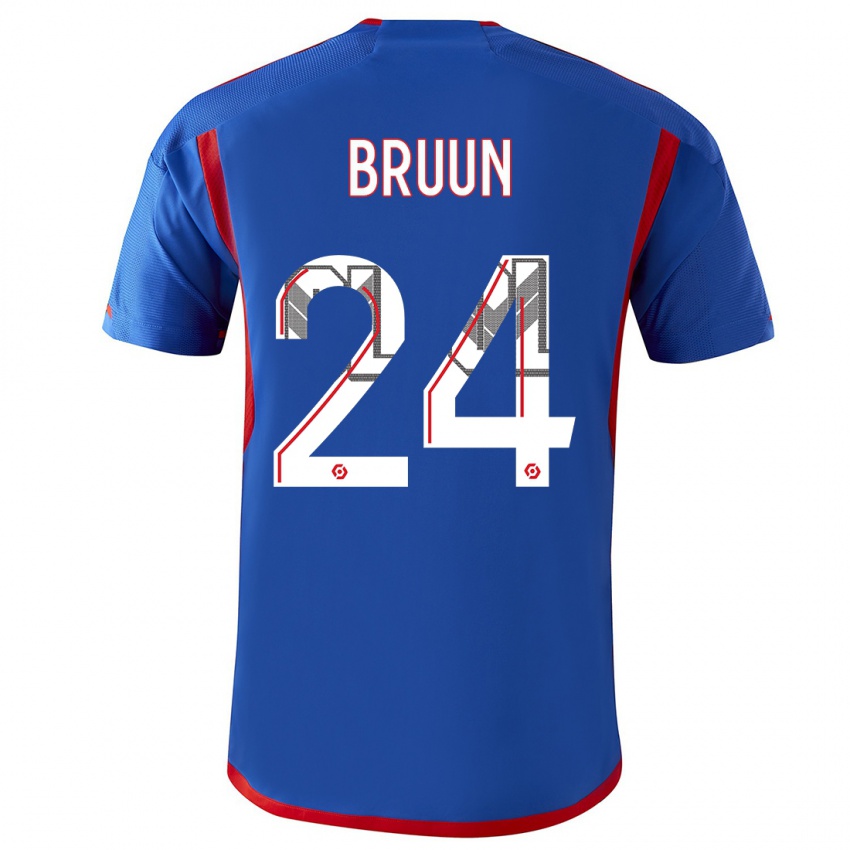 Kinder Signe Bruun #24 Blau Rot Auswärtstrikot Trikot 2023/24 T-Shirt
