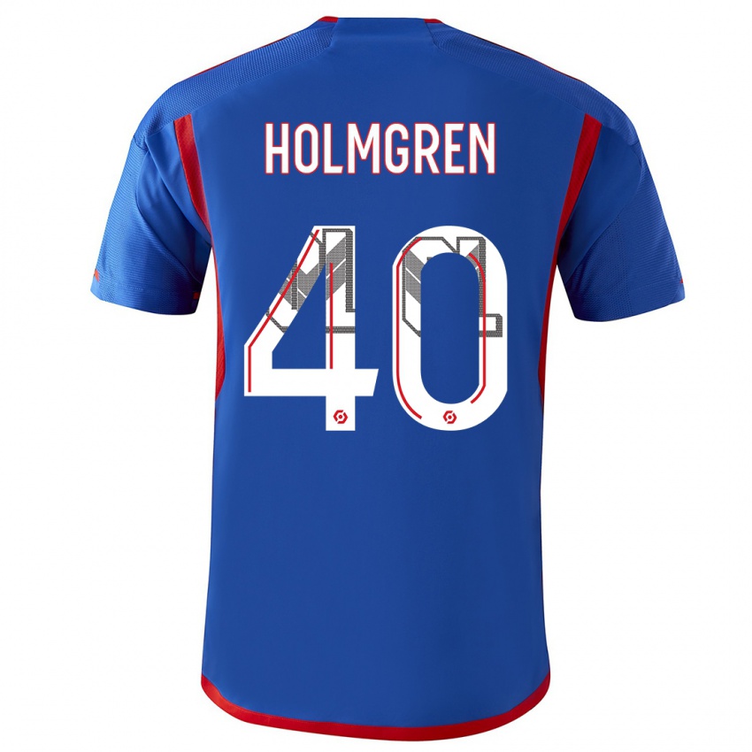Kinder Emma Holmgren #40 Blau Rot Auswärtstrikot Trikot 2023/24 T-Shirt