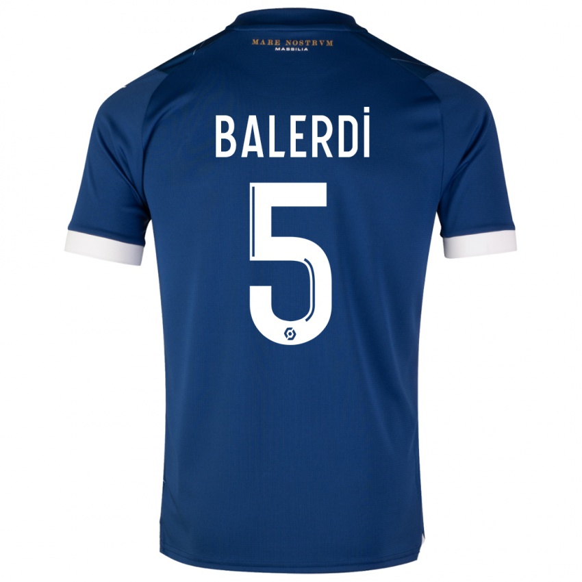 Kinder Leonardo Balerdi #5 Dunkelblau Auswärtstrikot Trikot 2023/24 T-Shirt