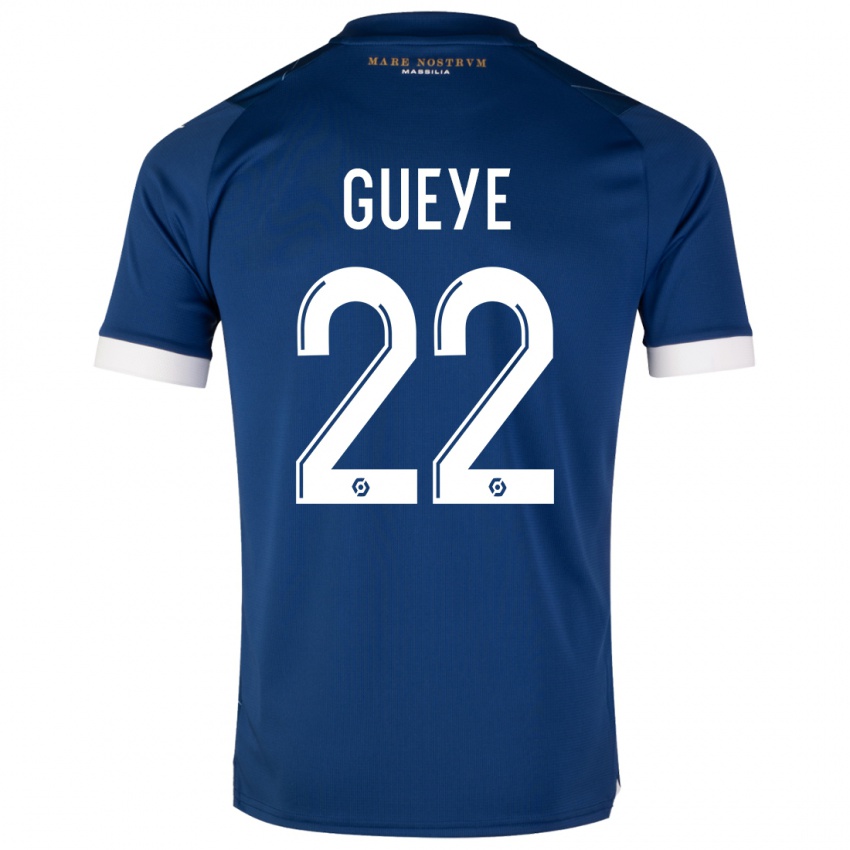 Kinder Pape Gueye #22 Dunkelblau Auswärtstrikot Trikot 2023/24 T-Shirt