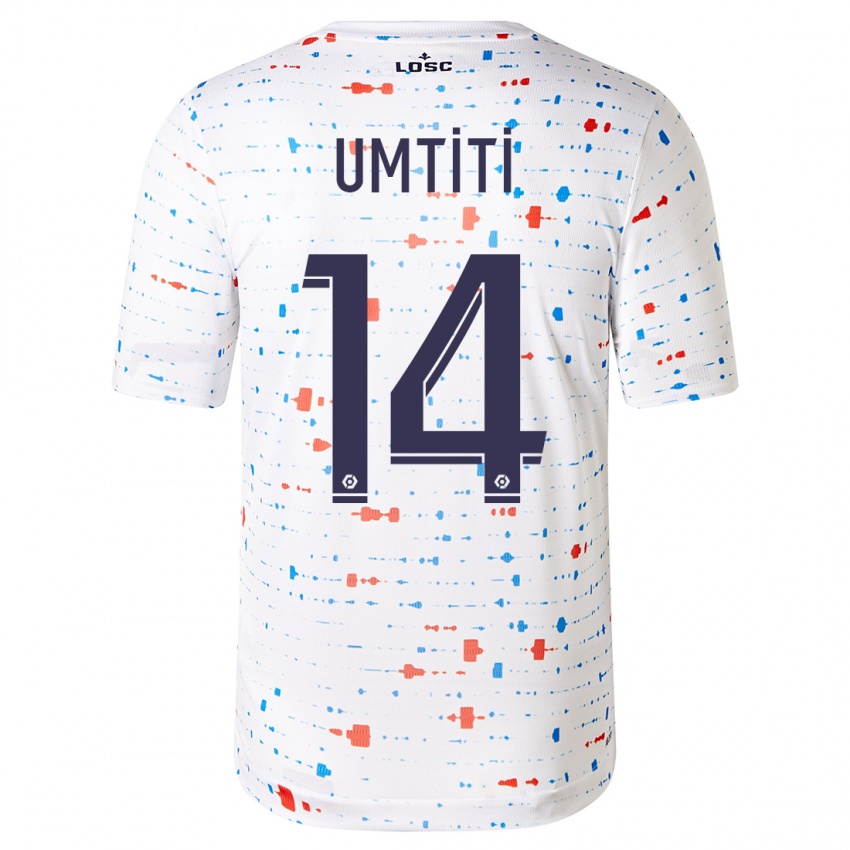 Kinder Samuel Umtiti #14 Weiß Auswärtstrikot Trikot 2023/24 T-Shirt