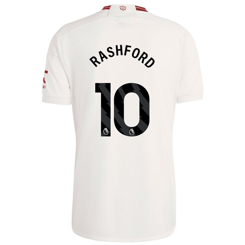 Kinder Marcus Rashford #10 Weiß Ausweichtrikot Trikot 2023/24 T-Shirt