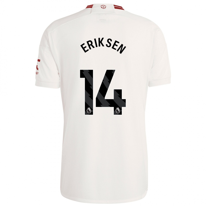 Kinder Christian Eriksen #14 Weiß Ausweichtrikot Trikot 2023/24 T-Shirt