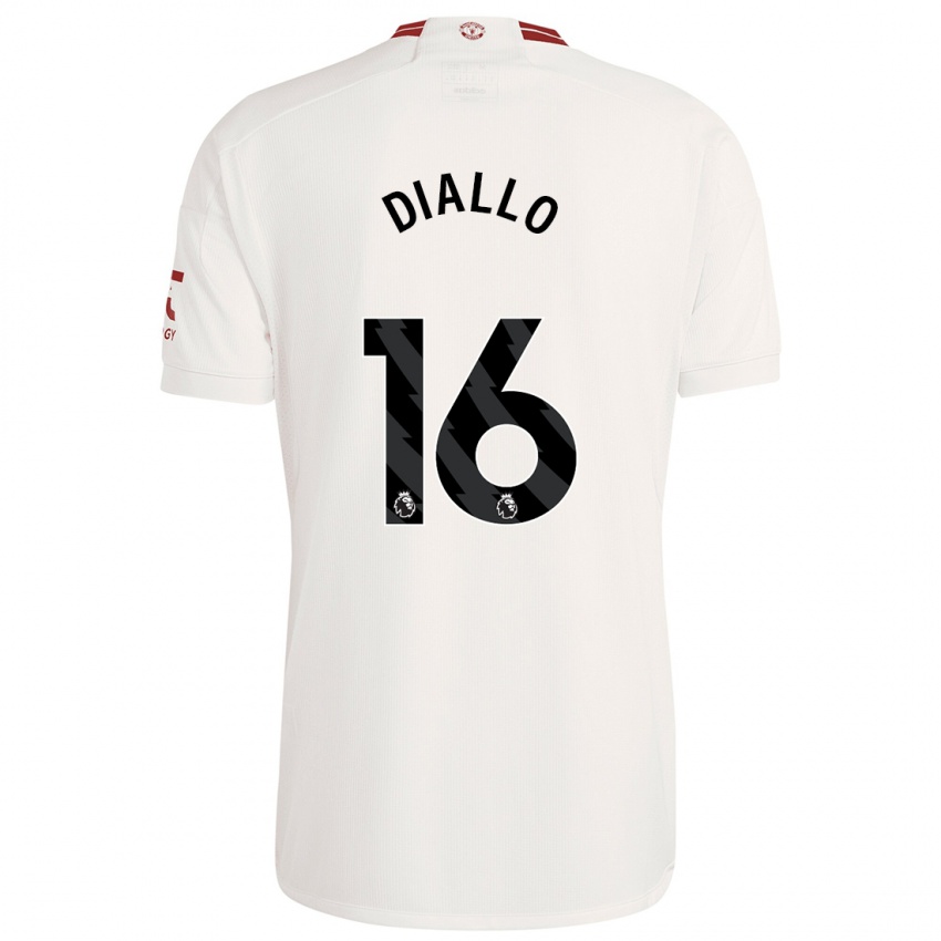 Kinder Amad Diallo #16 Weiß Ausweichtrikot Trikot 2023/24 T-Shirt
