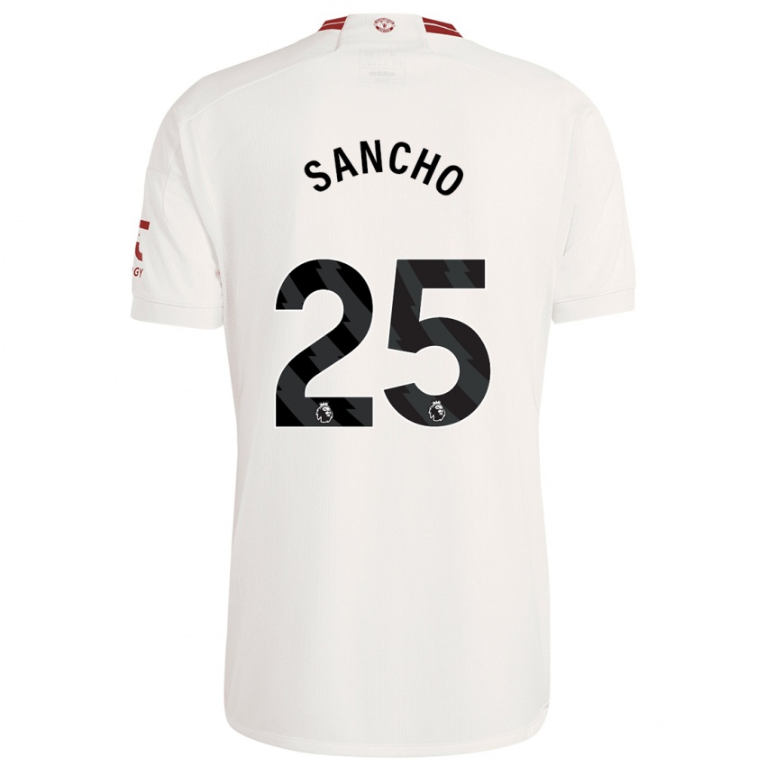 Kinder Jadon Sancho #25 Weiß Ausweichtrikot Trikot 2023/24 T-Shirt