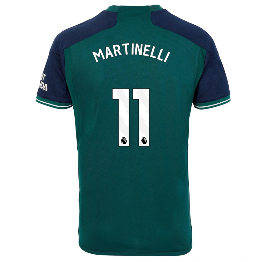 Kinder Gabriel Martinelli #11 Grün Ausweichtrikot Trikot 2023/24 T-Shirt