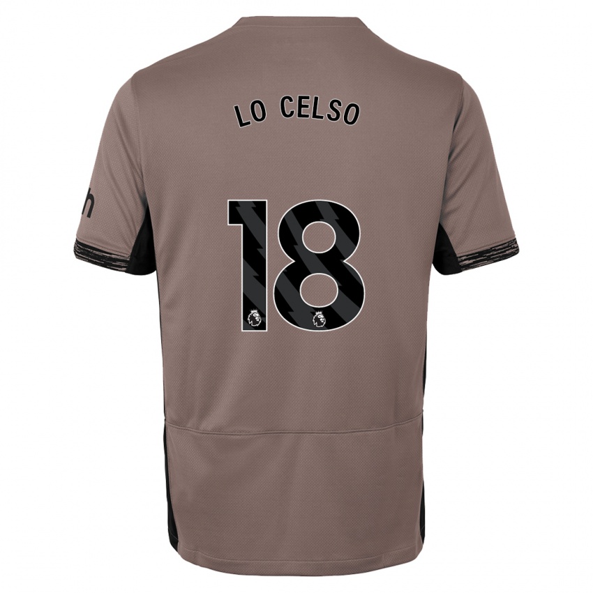Kinder Giovani Lo Celso #18 Dunkelbeige Ausweichtrikot Trikot 2023/24 T-Shirt