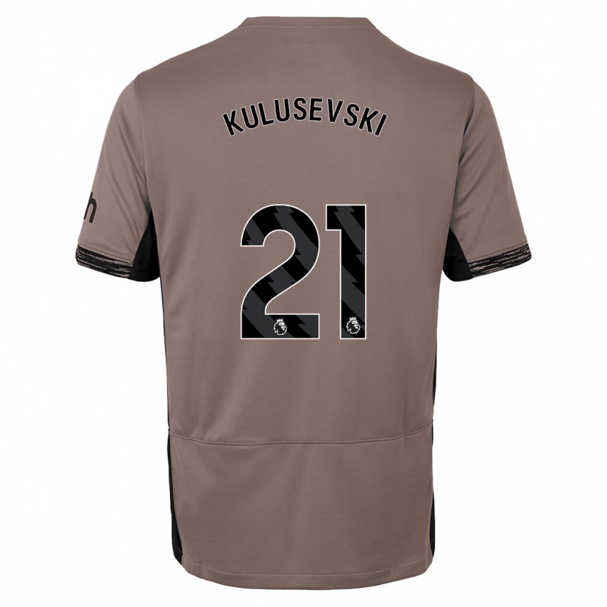 Kinder Dejan Kulusevski #21 Dunkelbeige Ausweichtrikot Trikot 2023/24 T-Shirt