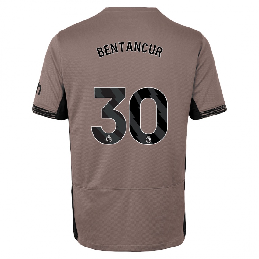 Kinder Rodrigo Bentancur #30 Dunkelbeige Ausweichtrikot Trikot 2023/24 T-Shirt