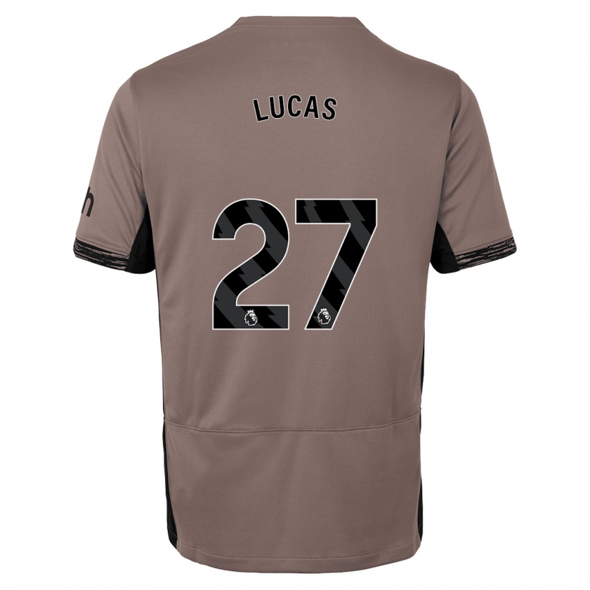 Kinder Lucas Moura #27 Dunkelbeige Ausweichtrikot Trikot 2023/24 T-Shirt