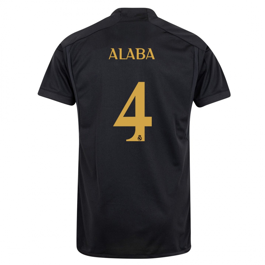 Kinder David Alaba #4 Schwarz Ausweichtrikot Trikot 2023/24 T-Shirt