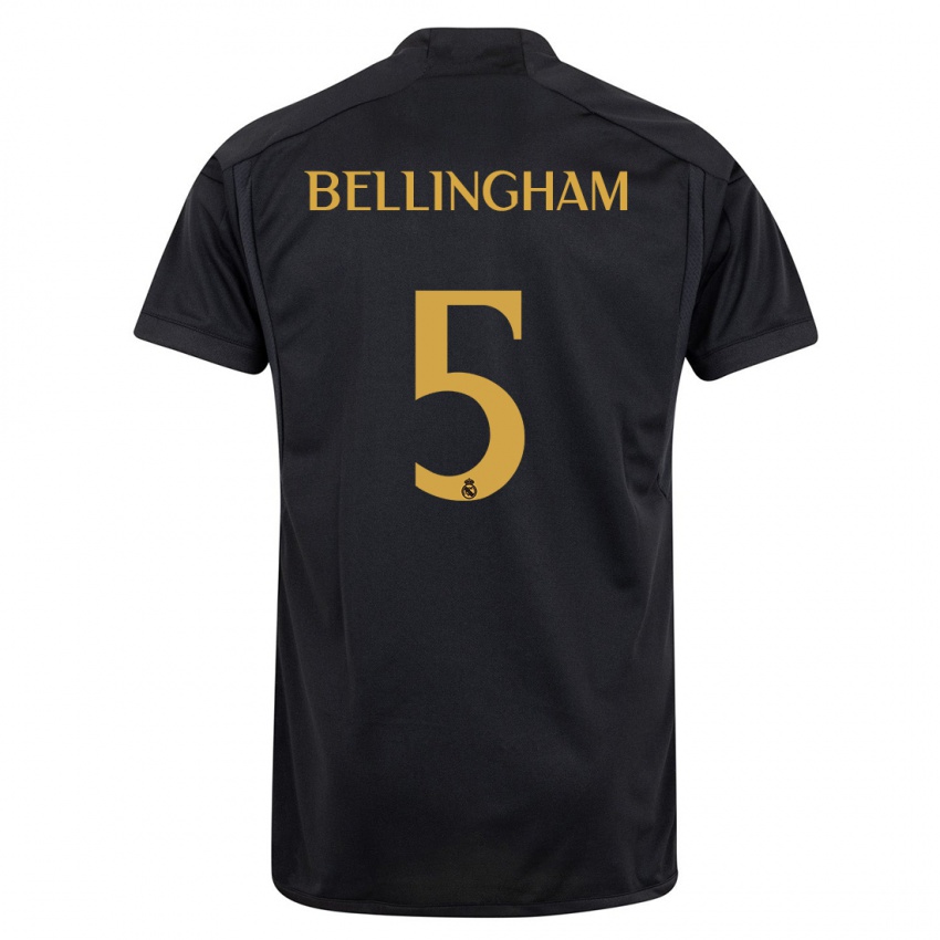 Kinder Jude Bellingham #5 Schwarz Ausweichtrikot Trikot 2023/24 T-Shirt
