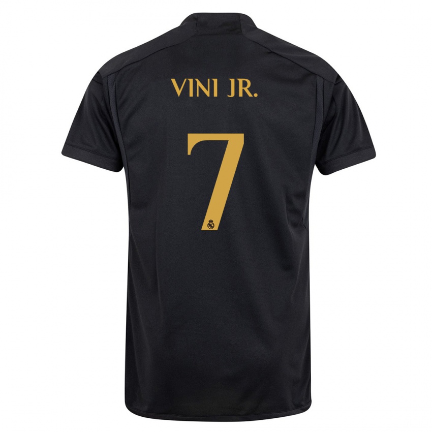 Kinder Vinicius Junior #7 Schwarz Ausweichtrikot Trikot 2023/24 T-Shirt
