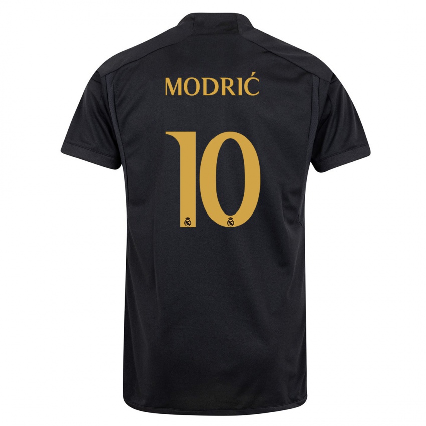 Kinder Luka Modric #10 Schwarz Ausweichtrikot Trikot 2023/24 T-Shirt