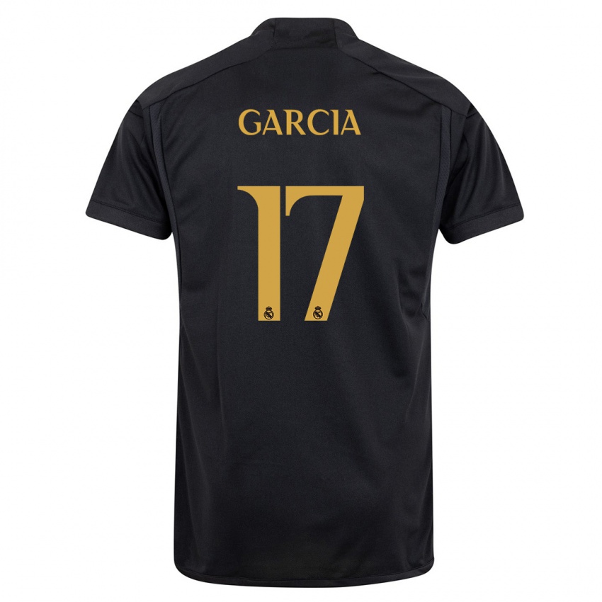 Kinder Gonzalo Garcia #17 Schwarz Ausweichtrikot Trikot 2023/24 T-Shirt