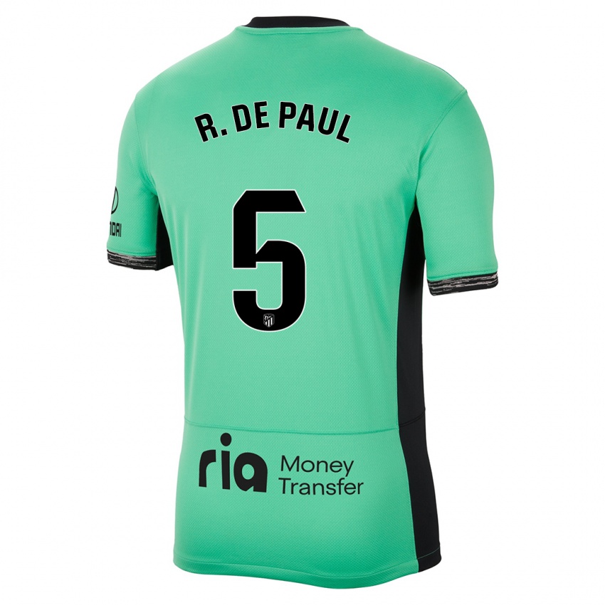 Kinder Rodrigo De Paul #5 Frühlingsgrün Ausweichtrikot Trikot 2023/24 T-Shirt
