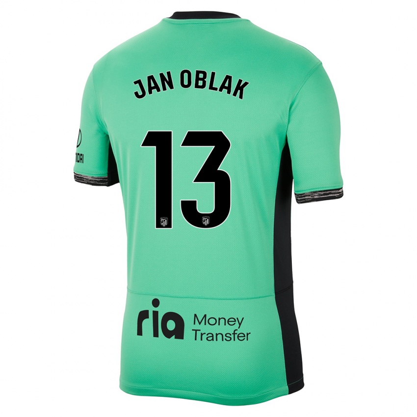 Kinder Jan Oblak #13 Frühlingsgrün Ausweichtrikot Trikot 2023/24 T-Shirt