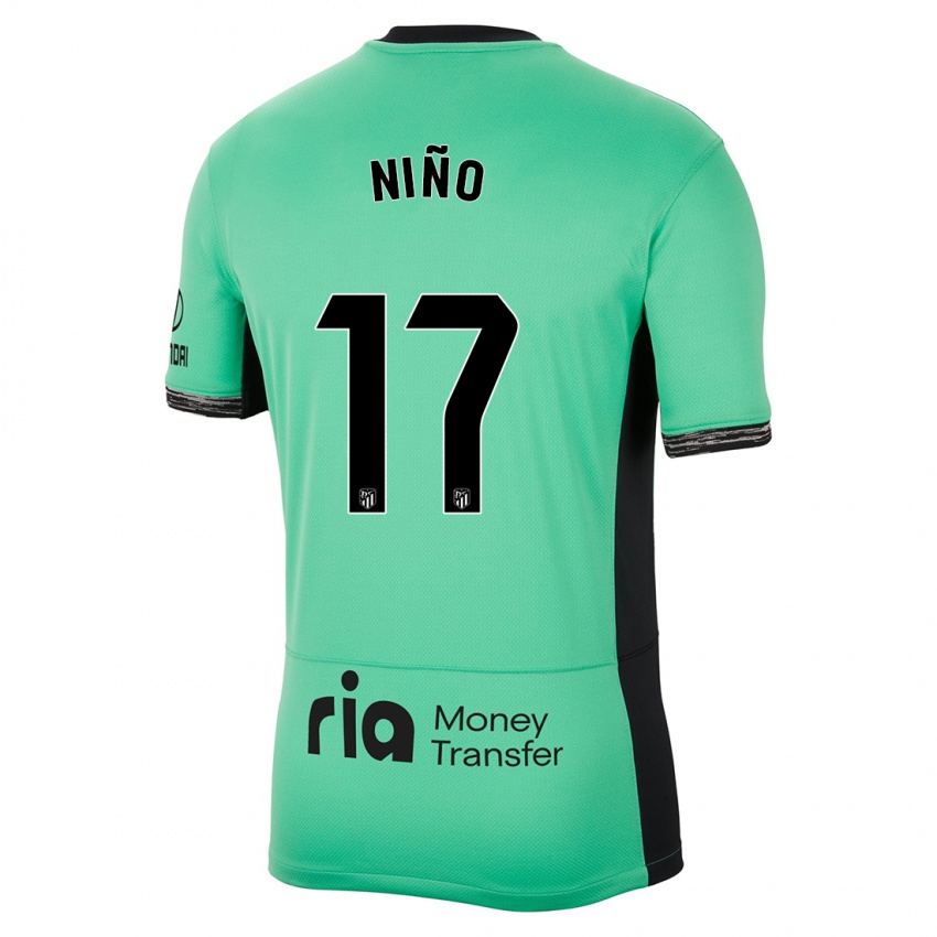 Kinder Adrián Niño #17 Frühlingsgrün Ausweichtrikot Trikot 2023/24 T-Shirt