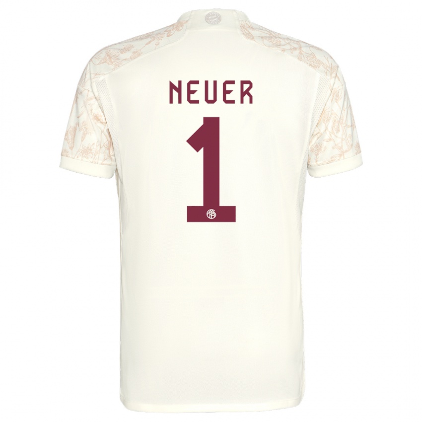 Kinder Manuel Neuer #1 Cremefarben Ausweichtrikot Trikot 2023/24 T-Shirt