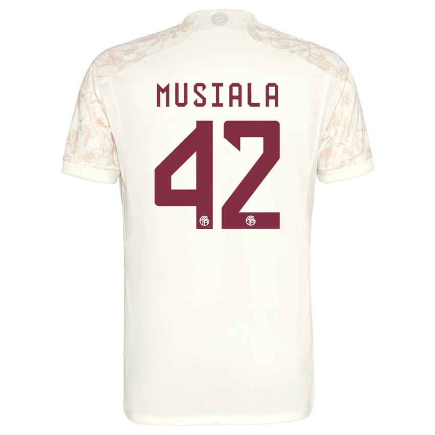 Kinder Jamal Musiala #42 Cremefarben Ausweichtrikot Trikot 2023/24 T-Shirt