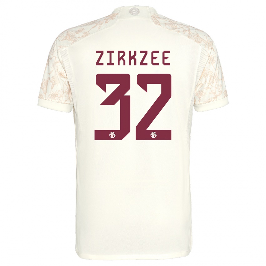 Kinder Joshua Zirkzee #32 Cremefarben Ausweichtrikot Trikot 2023/24 T-Shirt