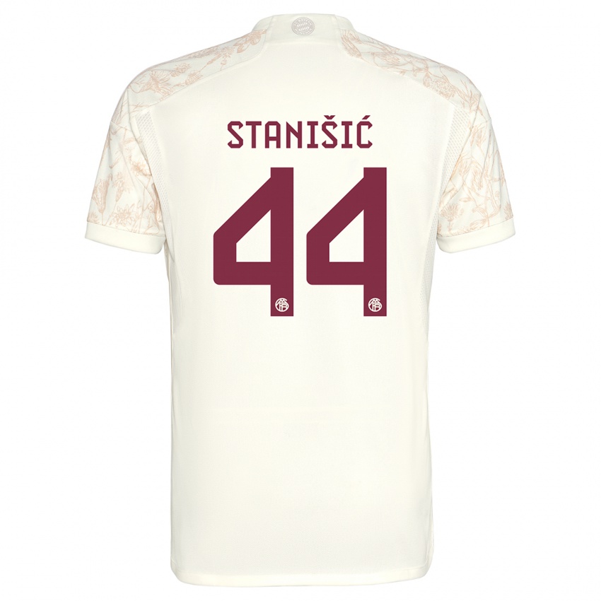 Kinder Josip Stanisic #44 Cremefarben Ausweichtrikot Trikot 2023/24 T-Shirt