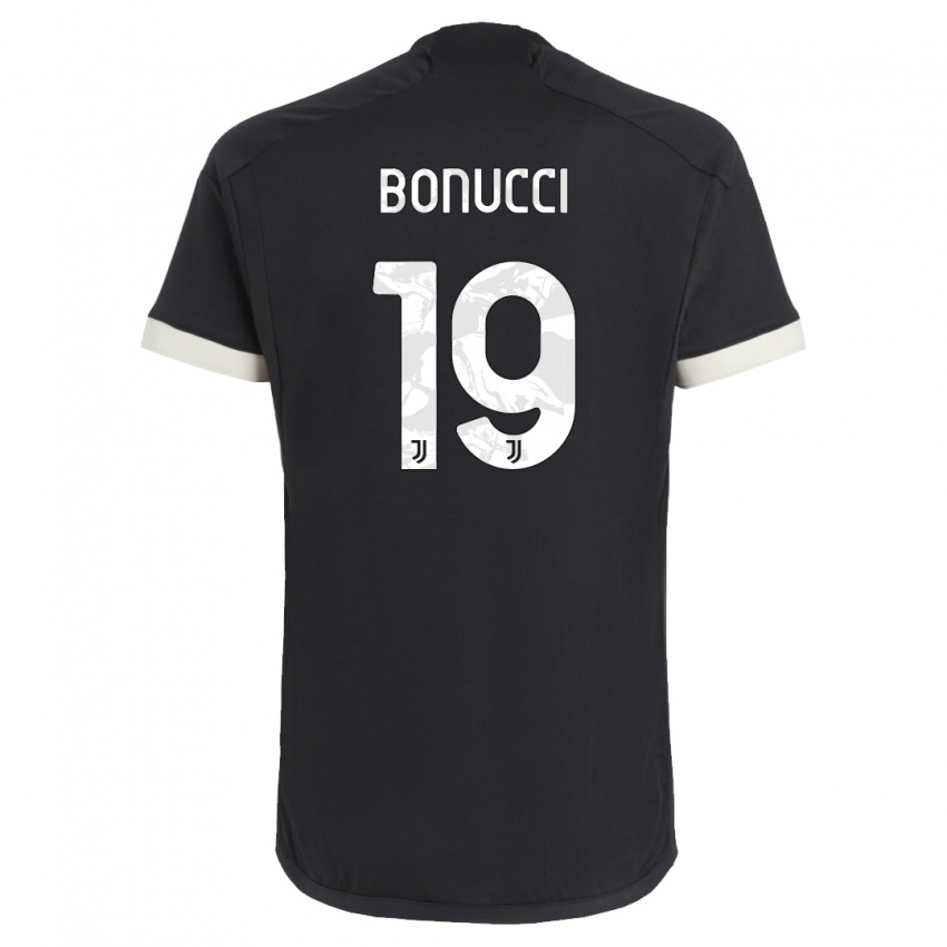 Kinder Leonardo Bonucci #19 Schwarz Ausweichtrikot Trikot 2023/24 T-Shirt