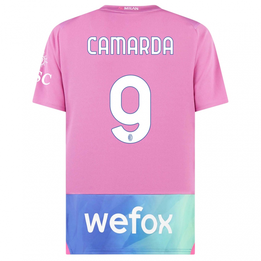 Kinder Francesco Camarda #9 Pink Lila Ausweichtrikot Trikot 2023/24 T-Shirt