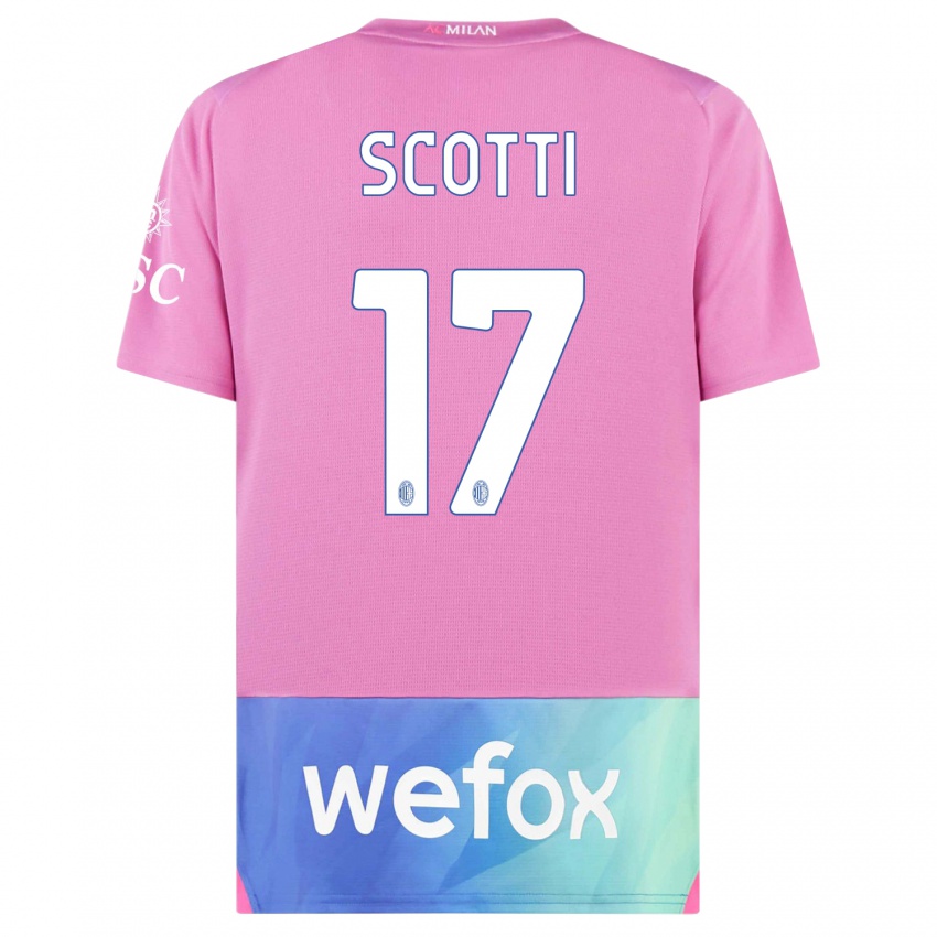 Kinder Filippo Scotti #17 Pink Lila Ausweichtrikot Trikot 2023/24 T-Shirt