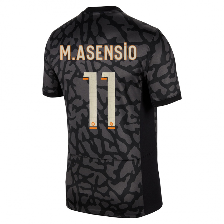 Kinder Marco Asensio #11 Schwarz Ausweichtrikot Trikot 2023/24 T-Shirt