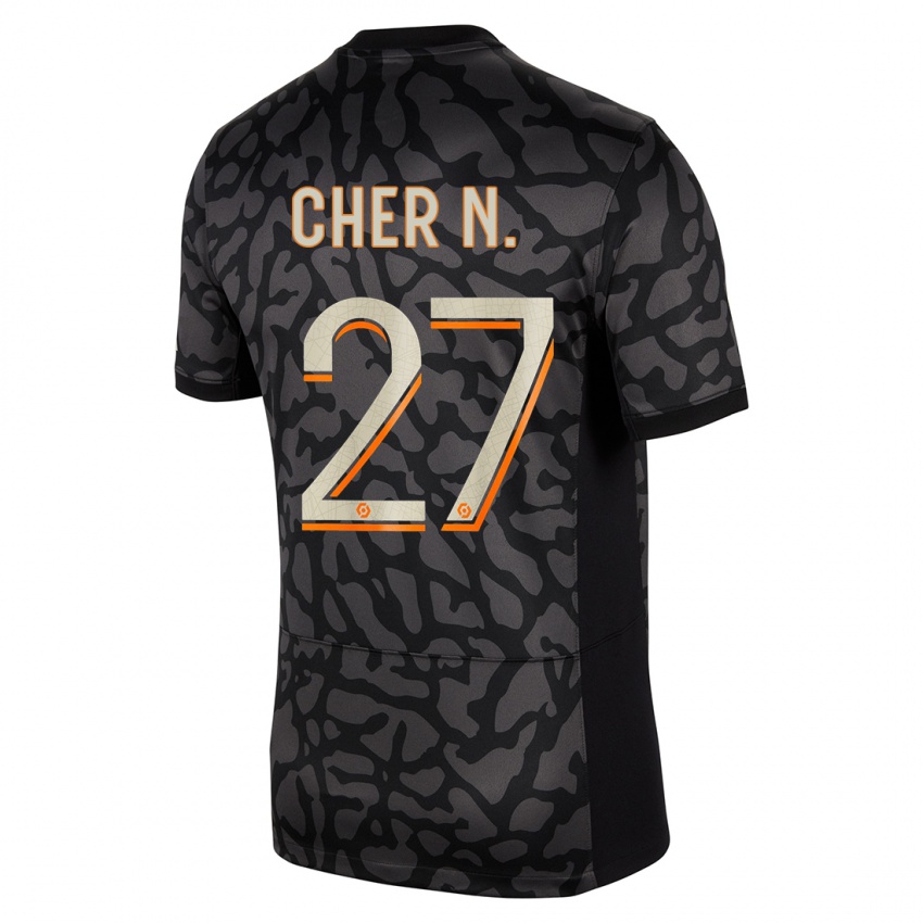 Kinder Cher Ndour #27 Schwarz Ausweichtrikot Trikot 2023/24 T-Shirt