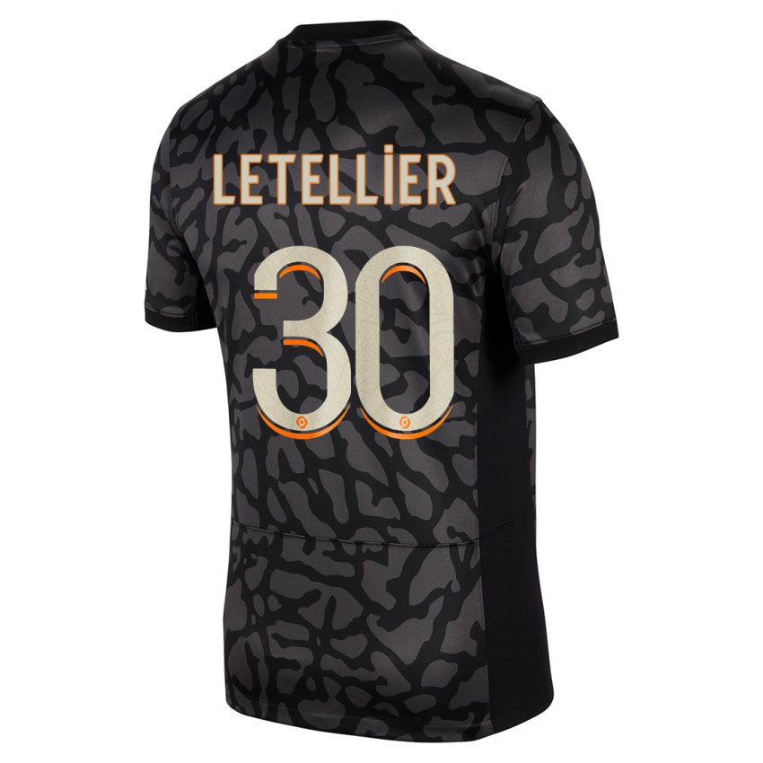 Kinder Alexandre Letellier #30 Schwarz Ausweichtrikot Trikot 2023/24 T-Shirt
