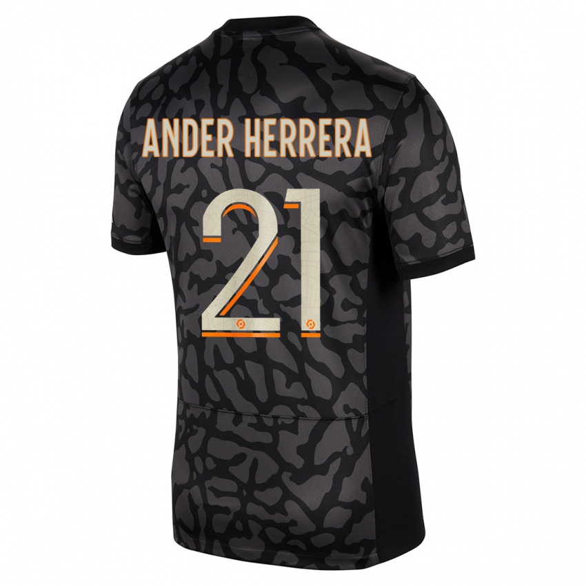 Kinder Ander Herrera #21 Schwarz Ausweichtrikot Trikot 2023/24 T-Shirt