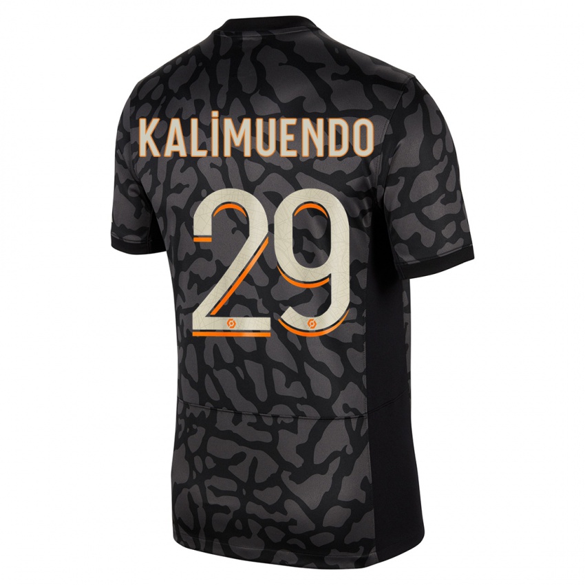 Kinder Arnaud Kalimuendo #29 Schwarz Ausweichtrikot Trikot 2023/24 T-Shirt