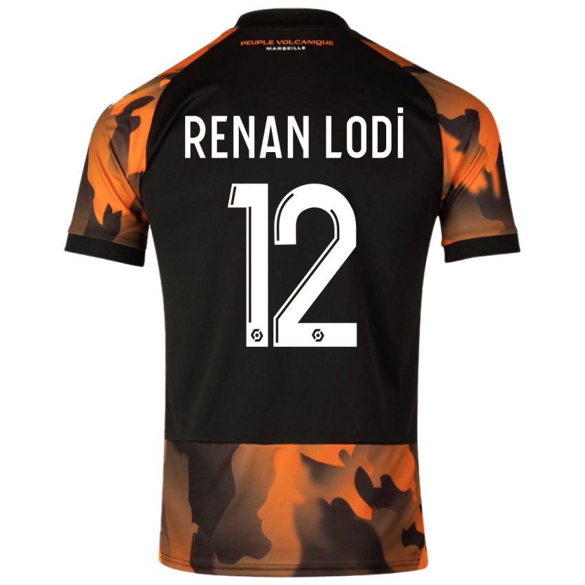 Kinder Renan Lodi #12 Schwarzorange Ausweichtrikot Trikot 2023/24 T-Shirt