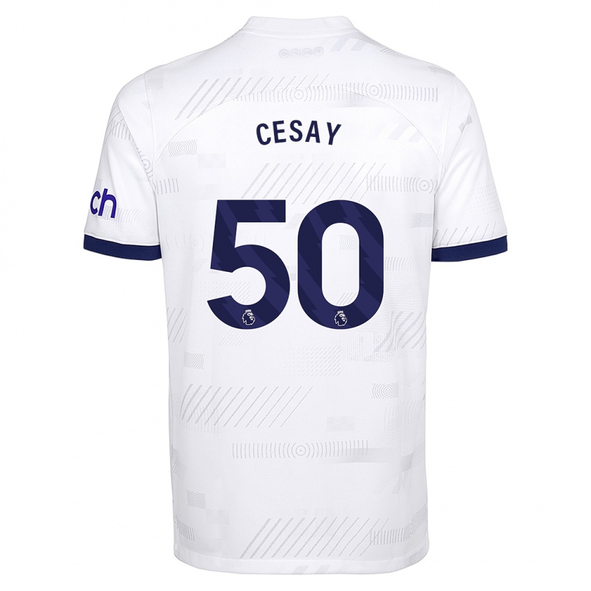 Herren Kallum Cesay #50 Weiß Heimtrikot Trikot 2023/24 T-Shirt