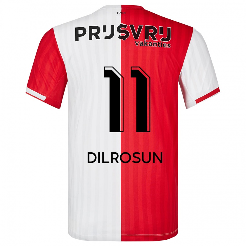 Herren Javairo Dilrosun #11 Rot-Weiss Heimtrikot Trikot 2023/24 T-Shirt
