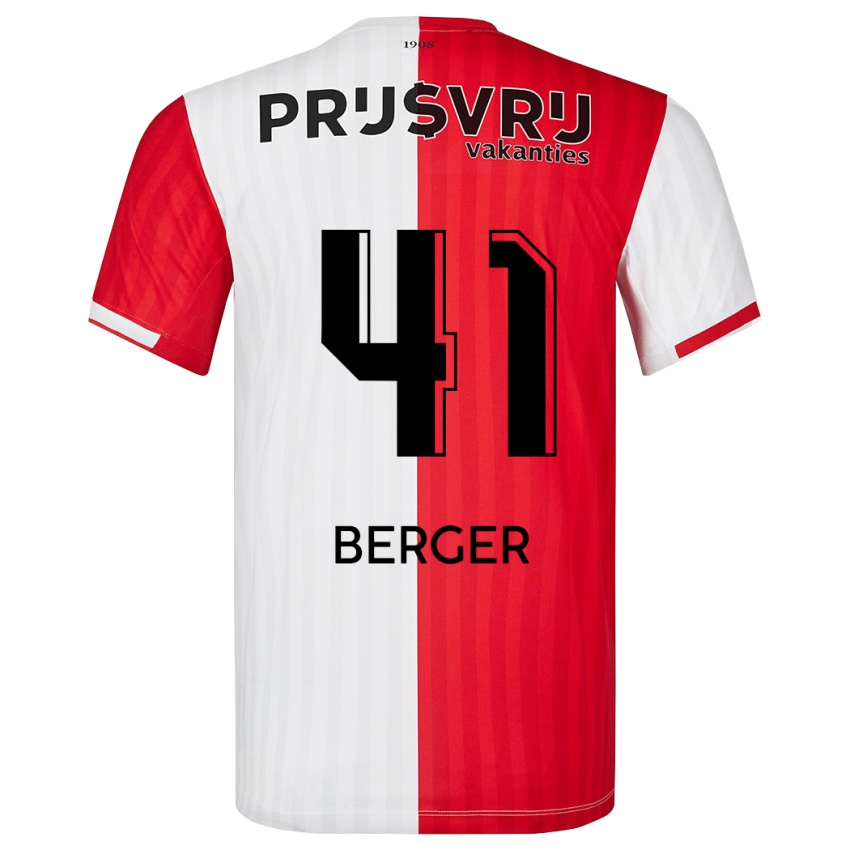 Herren Mannou Berger #41 Rot-Weiss Heimtrikot Trikot 2023/24 T-Shirt