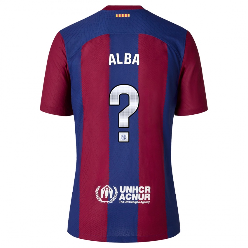 Herren Javi Alba #0 Rot Blau Heimtrikot Trikot 2023/24 T-Shirt
