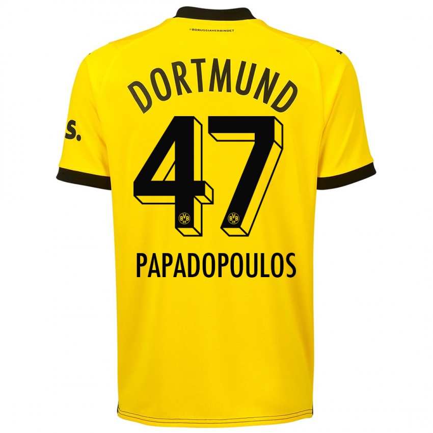 Herren Antonios Papadopoulos #47 Gelb Heimtrikot Trikot 2023/24 T-Shirt