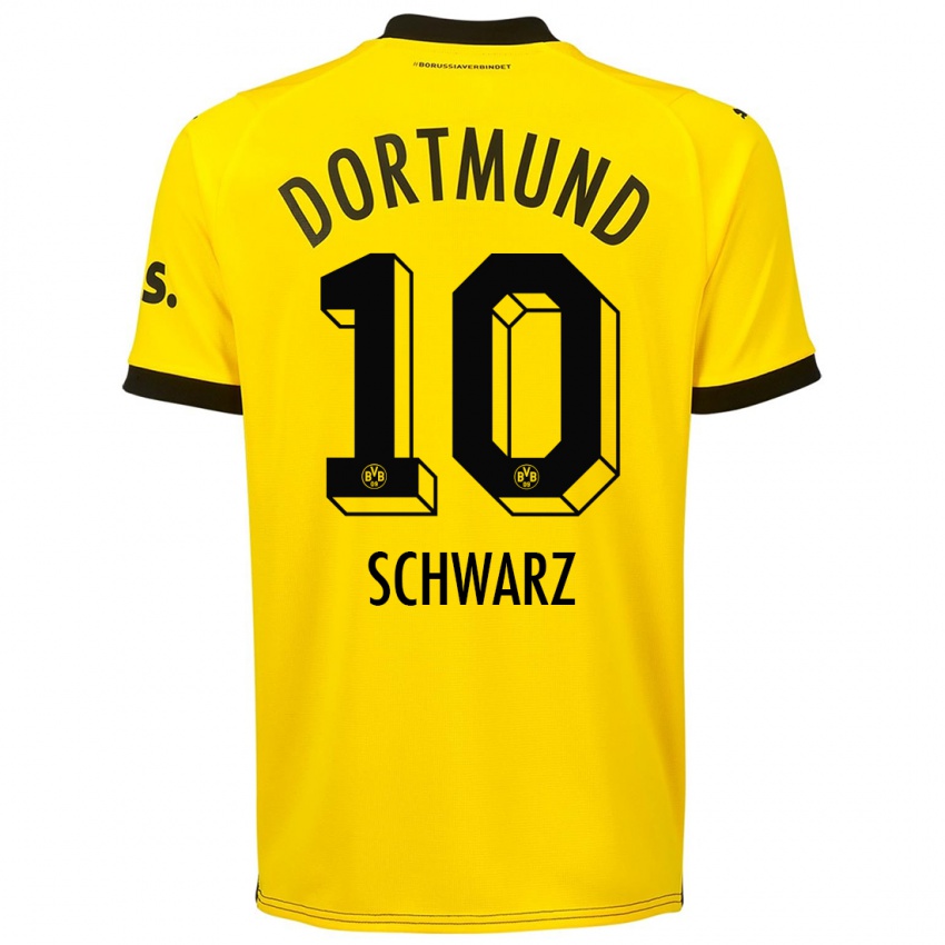 Herren Oskar Schwarz #10 Gelb Heimtrikot Trikot 2023/24 T-Shirt